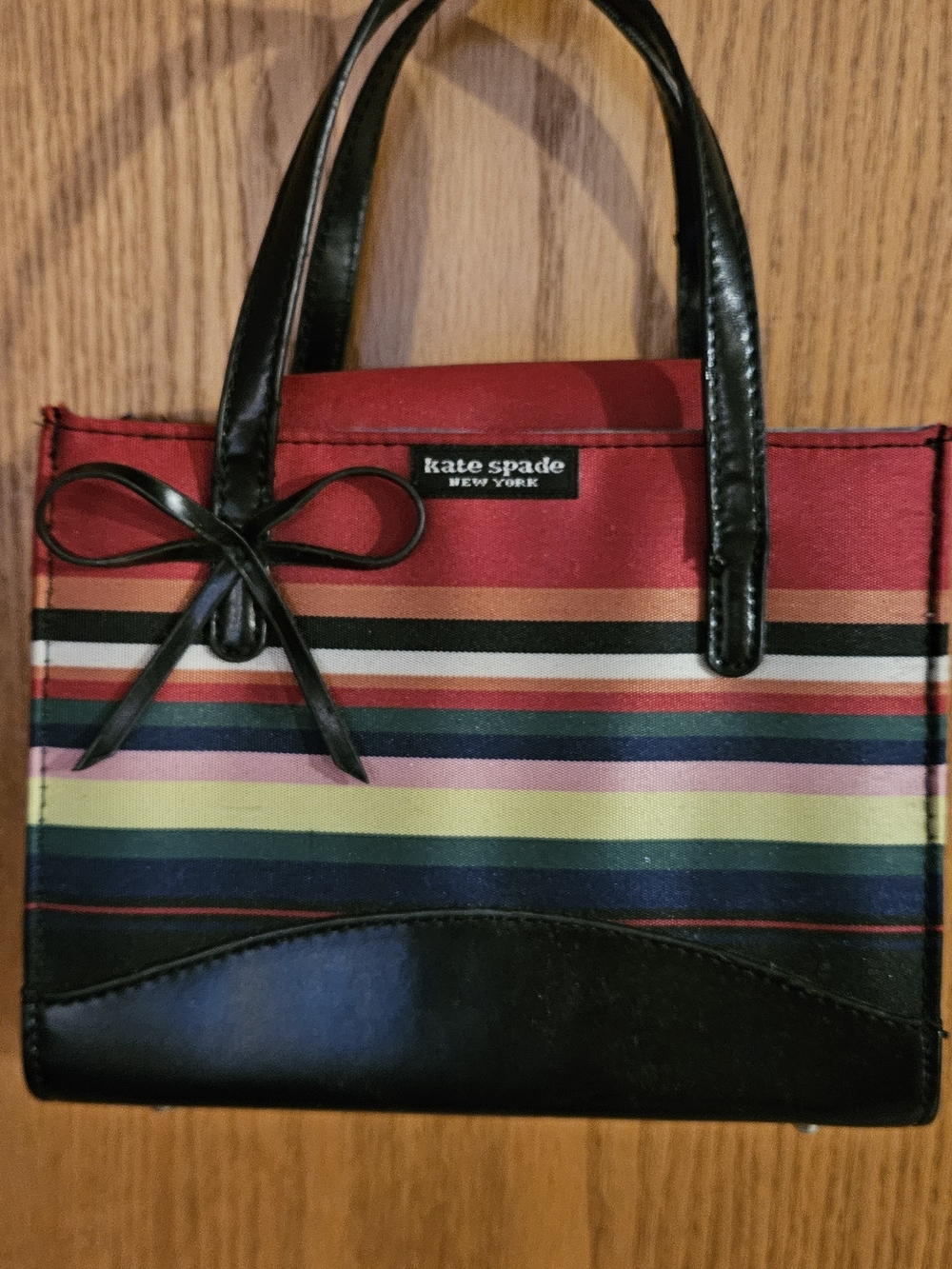 kate spade Multicolor Stripe Tote with Black Trim